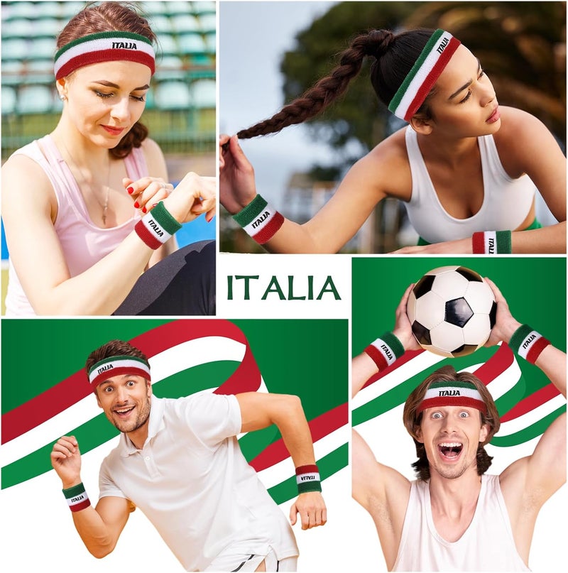 Jadive Italia Mexico USA Number 15 Sweatband Set Headband and Wristbands Includes 1 Head Sweatband and 2 Sports Wristband Costume Absorbing Headband USA Italy Mexico Costume - Image 5